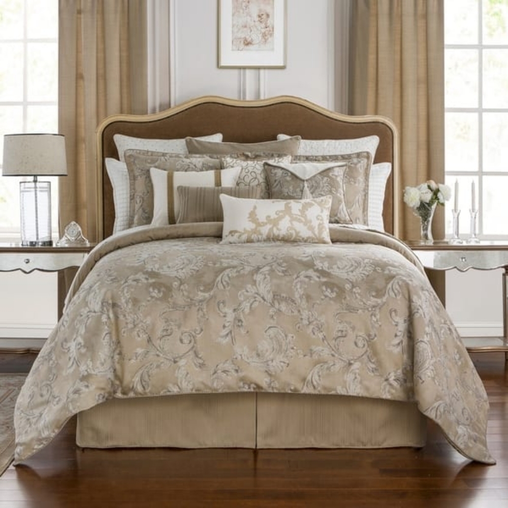 Elegant Bronze/Gold Bedskirt QUEEN